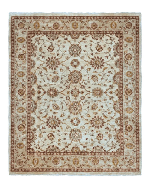 Pakistani Peshawar Rug 8x10, Pak Persian Traditional Oriental Carpet, Handmade, Wool, Allover Pattern