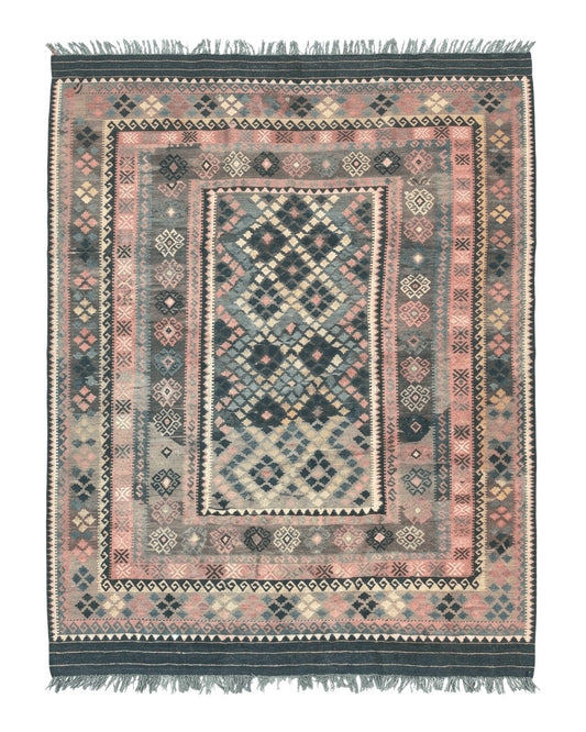 Persian Kurdish Kilim Rug 8x10, Large Flatweave Tribal Bohemian Rug, Vintage Zarand Kilim