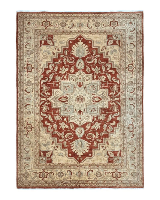 Turkish Heriz Serapi Rug 9x13, Geometric Medallion