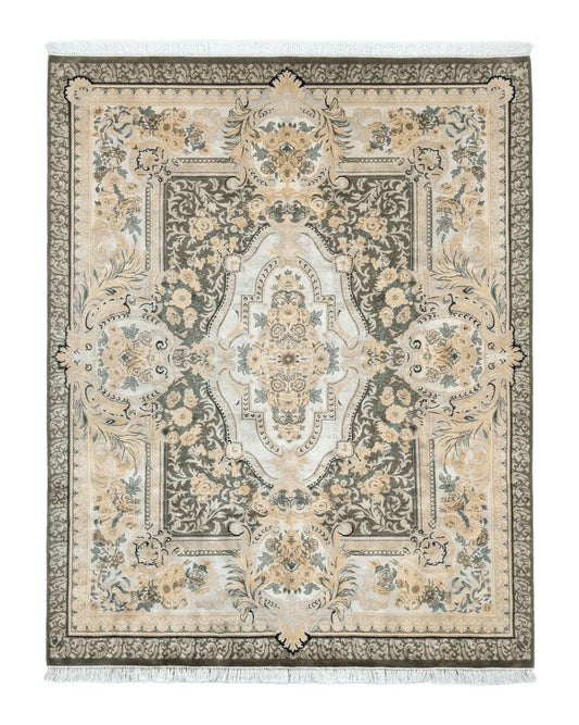 Aubusson Rug 8x10, Very Fine 225 KPSI, Floral, French European Design, Pakistani Carpet