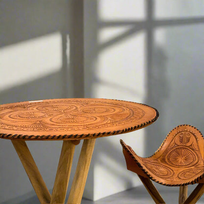 Caballero | Hand-tooled Leather Picnic Stool - Nuvé