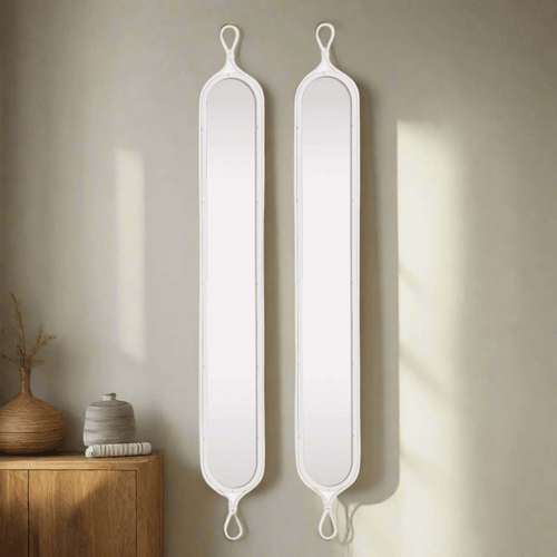 Tall White Mirrors with Vintage French Design (Set of 2) - Nuvé