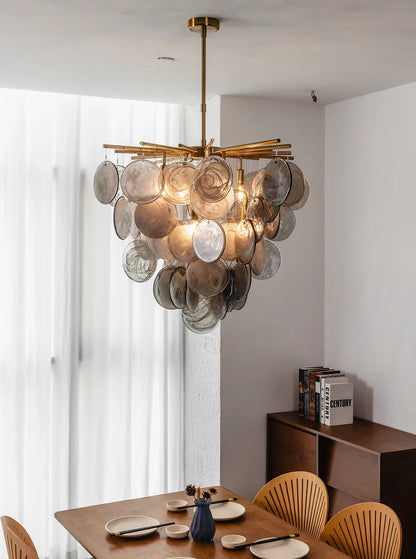 Tempest Smoked Glass Disc Chandelier