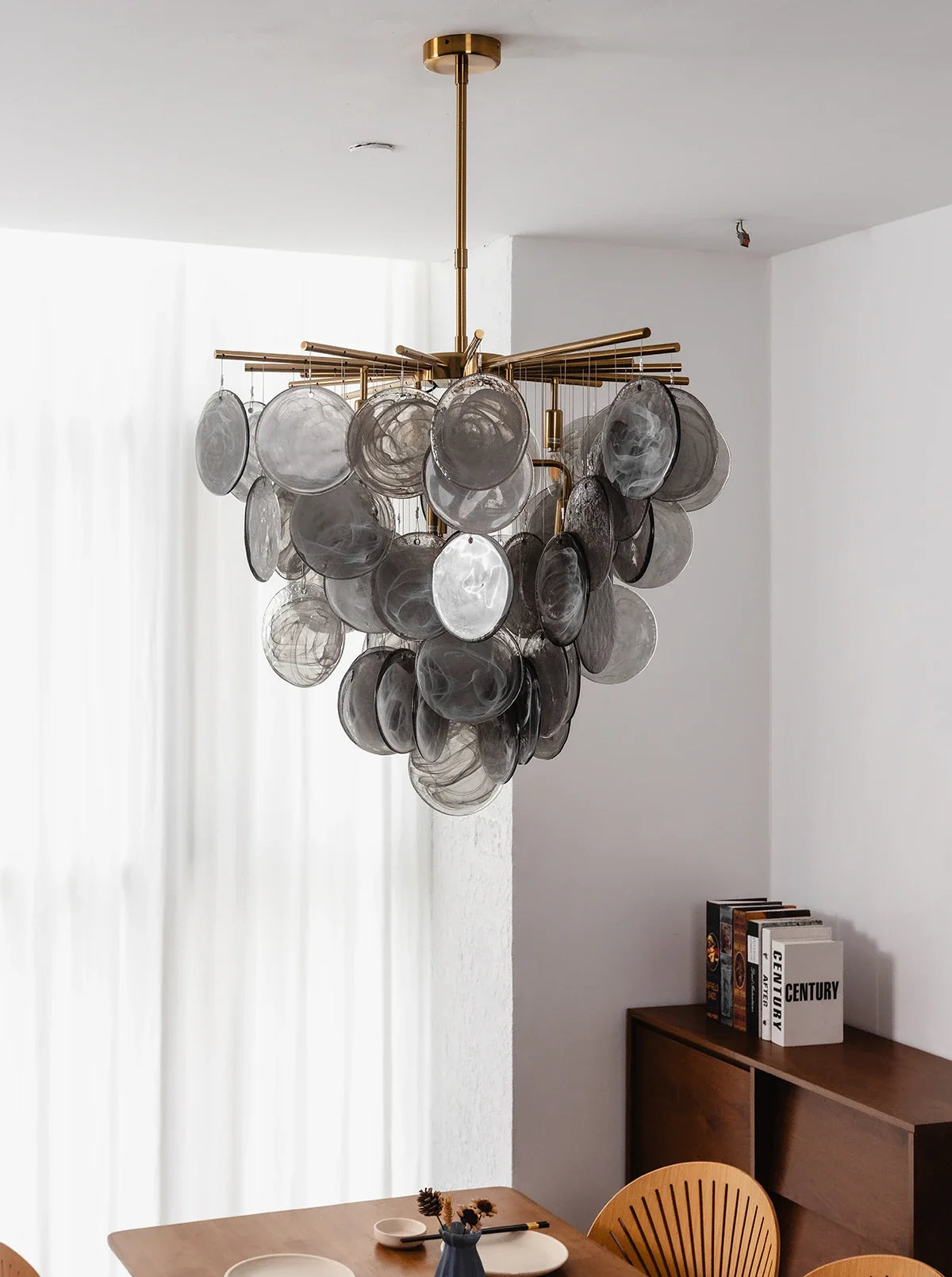 Tempest Smoked Glass Disc Chandelier