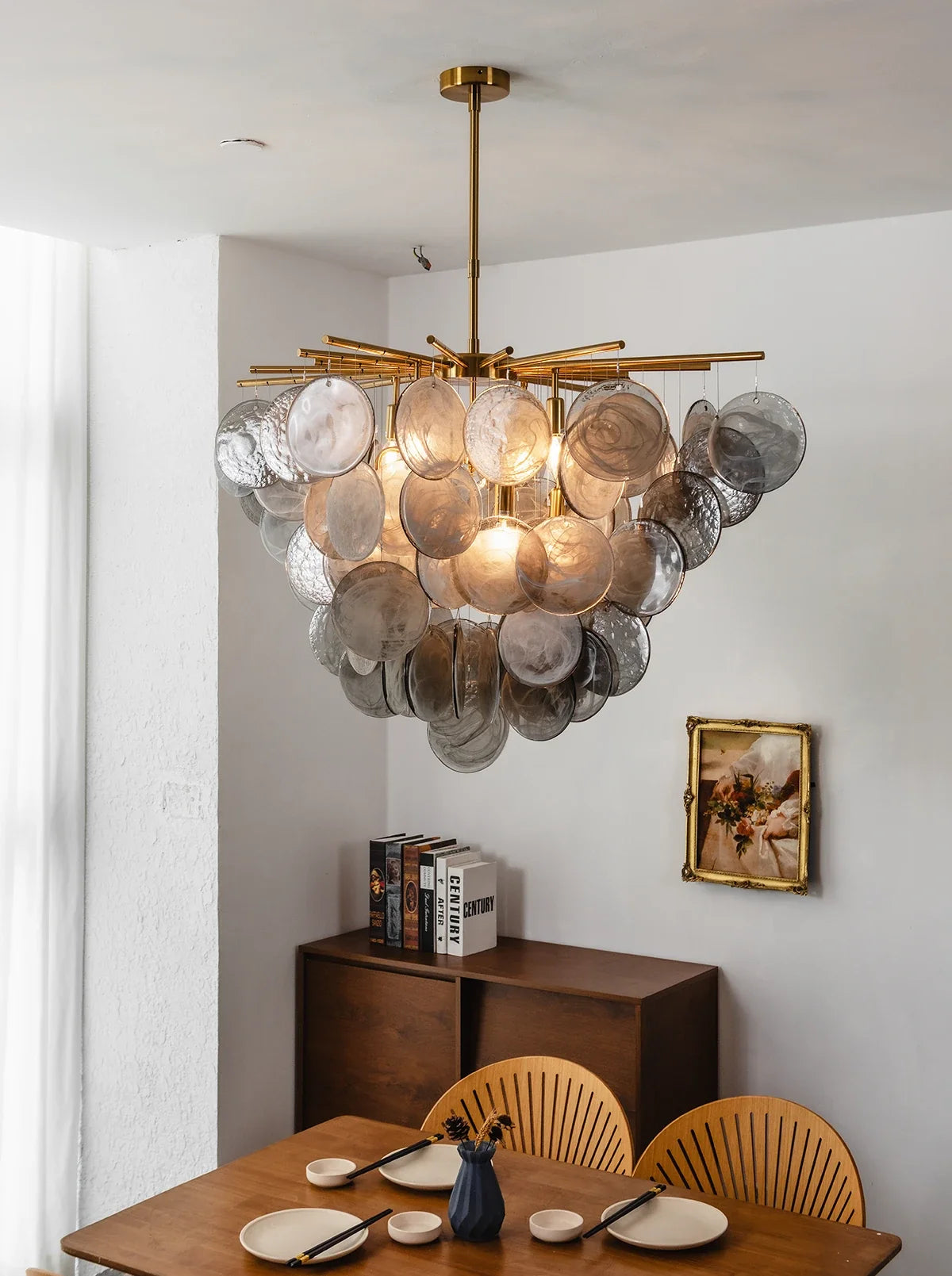 Tempest Smoked Glass Disc Chandelier
