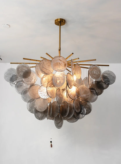 Tempest Smoked Glass Disc Chandelier
