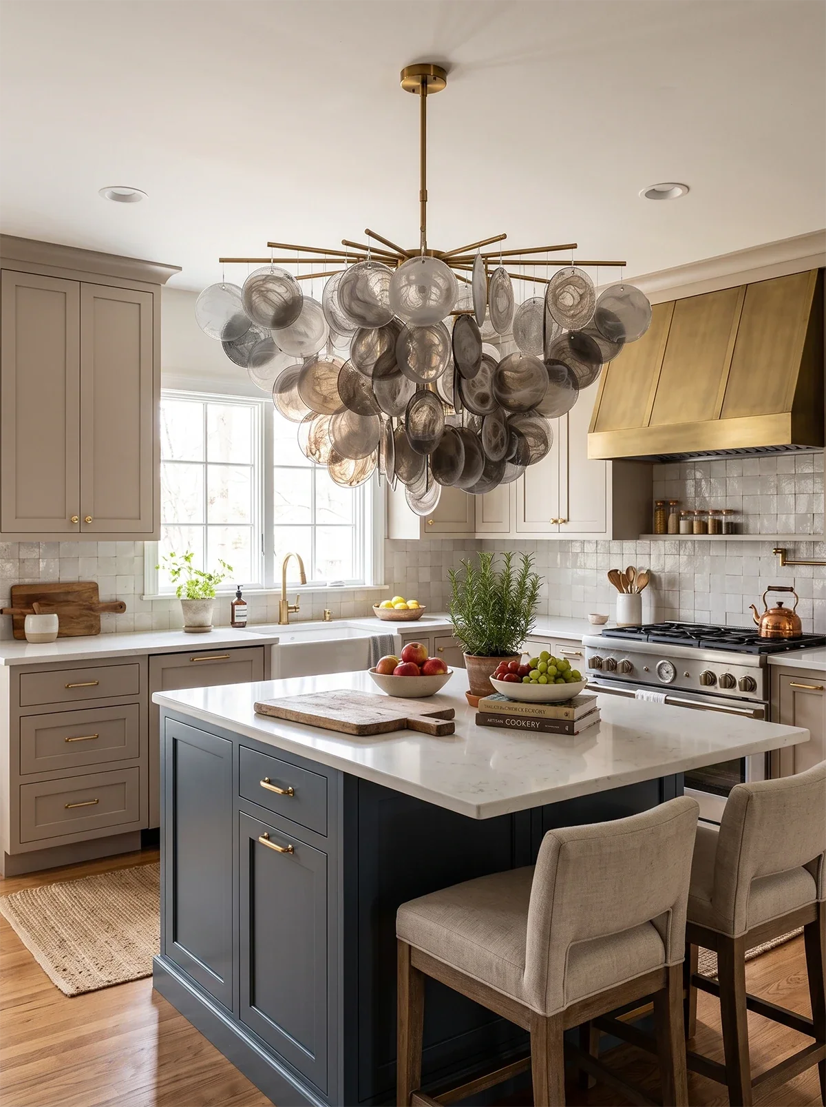 Tempest Smoked Glass Disc Chandelier