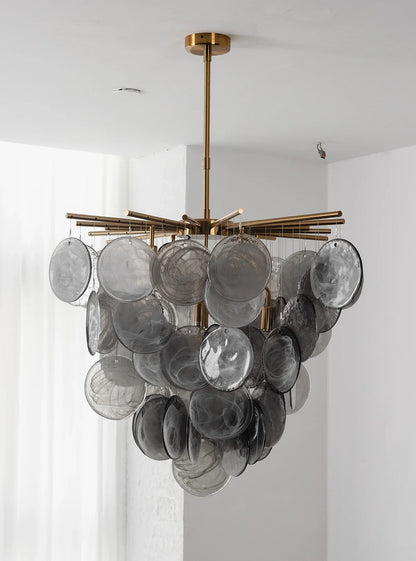 Tempest Smoked Glass Disc Chandelier