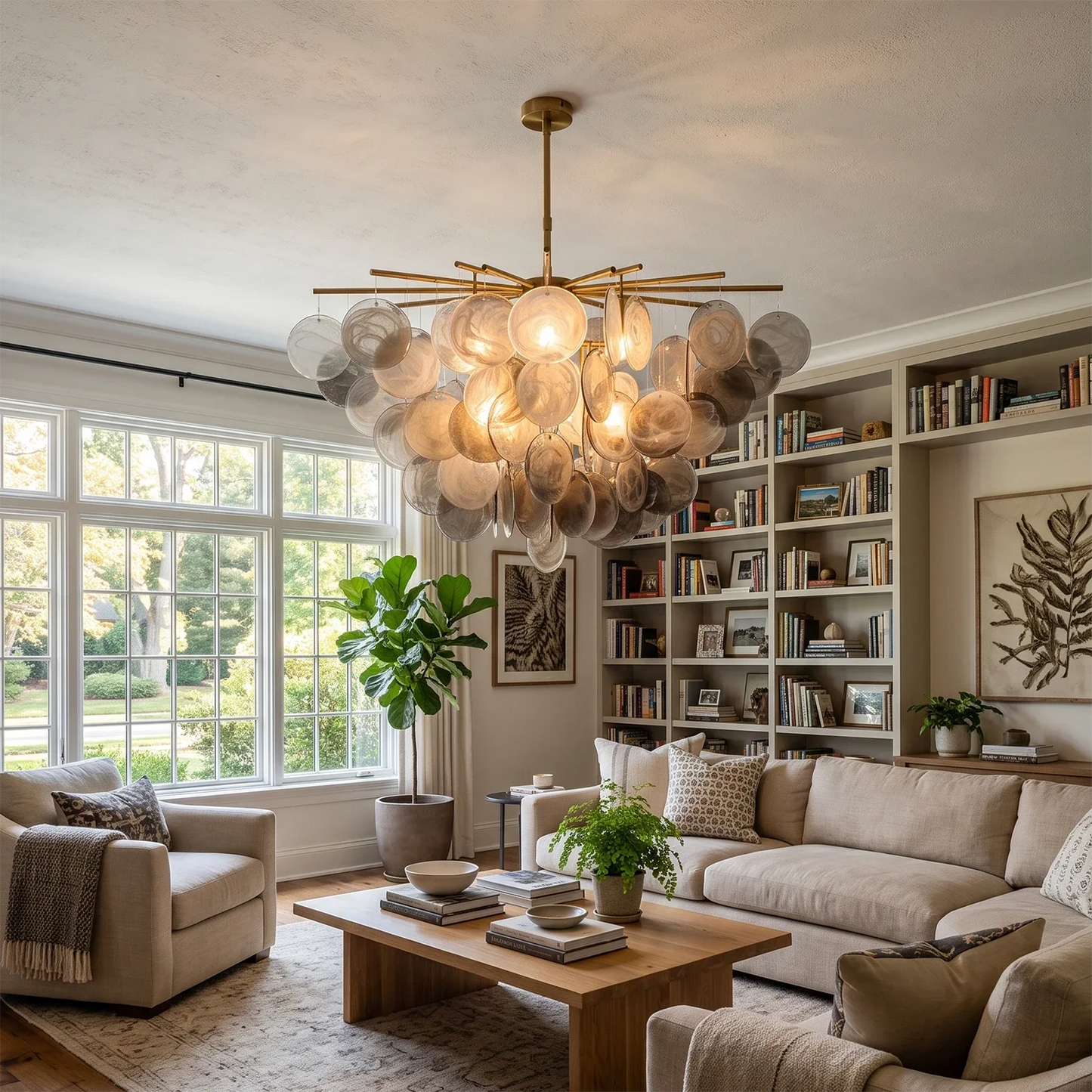 Tempest Smoked Glass Disc Chandelier