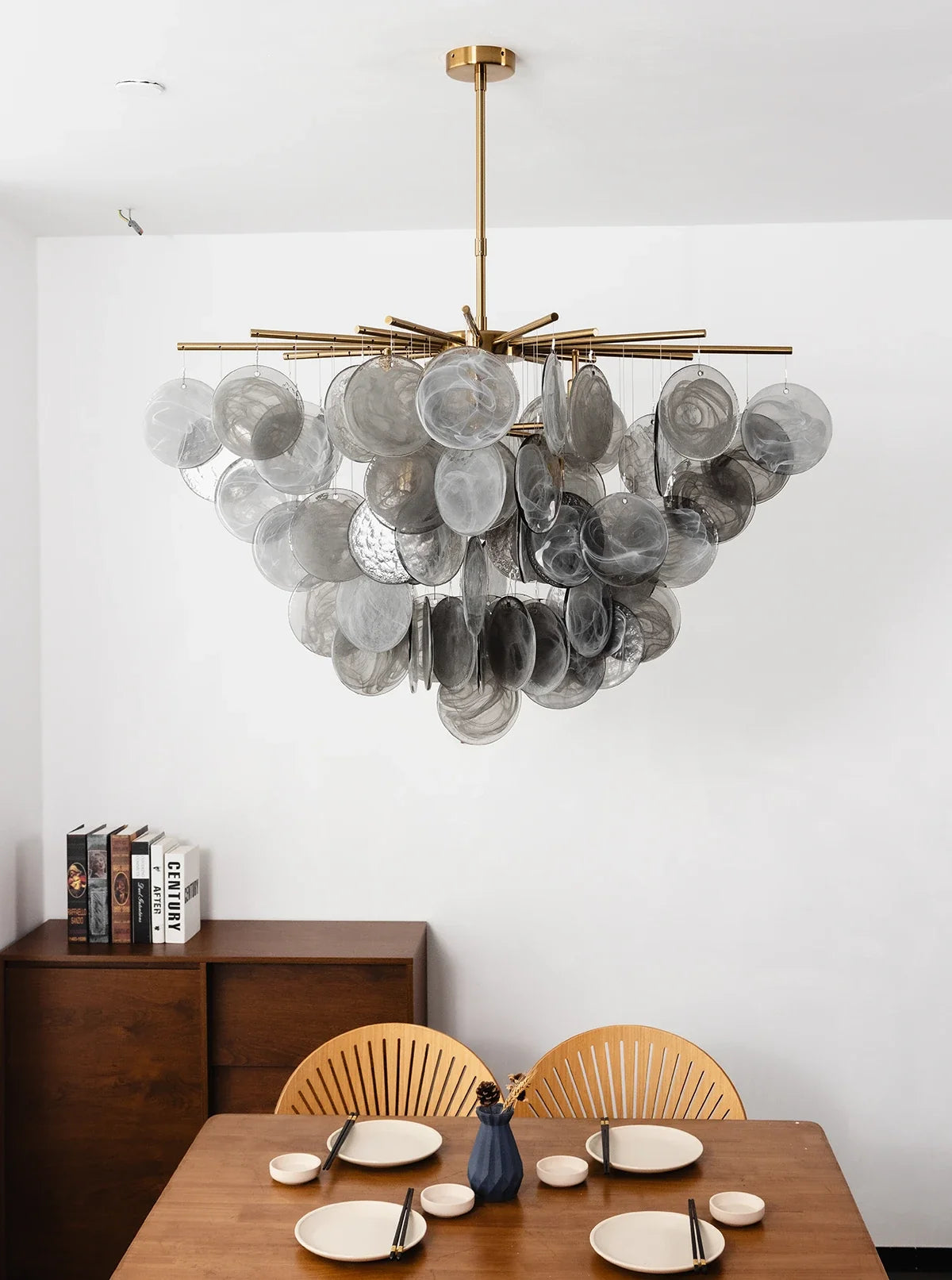 Tempest Smoked Glass Disc Chandelier