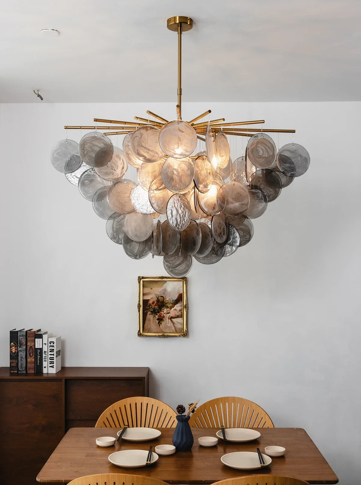 Tempest Smoked Glass Disc Chandelier
