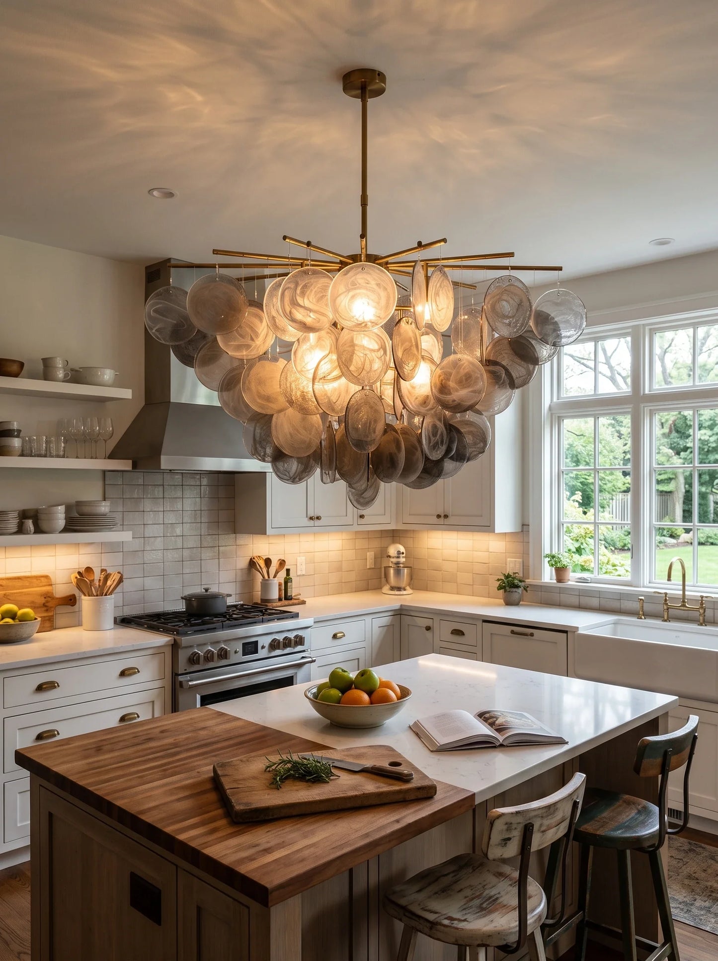 Tempest Smoked Glass Disc Chandelier