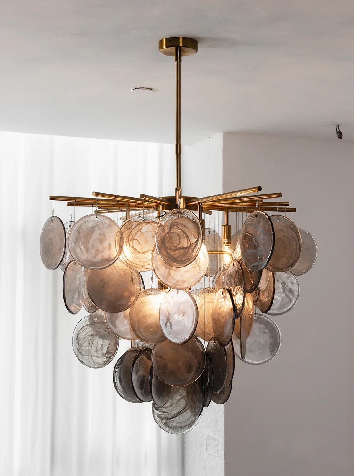 Tempest Smoked Glass Disc Chandelier