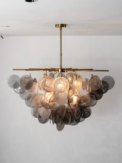 Tempest Smoked Glass Disc Chandelier