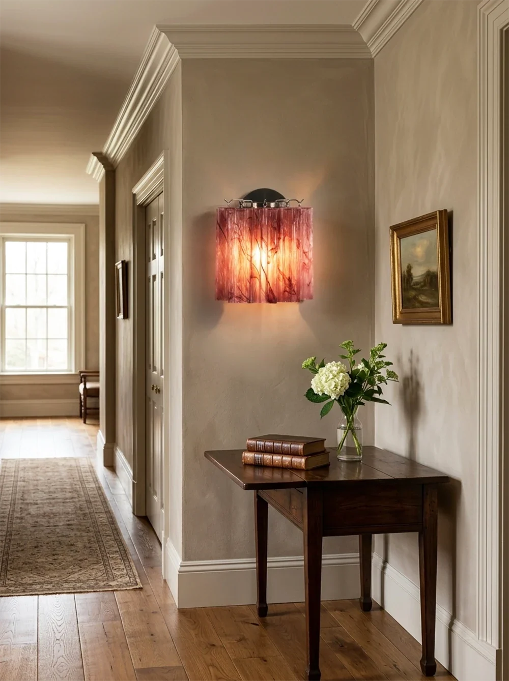 Textured Art Glass Tubular Wall Lamp