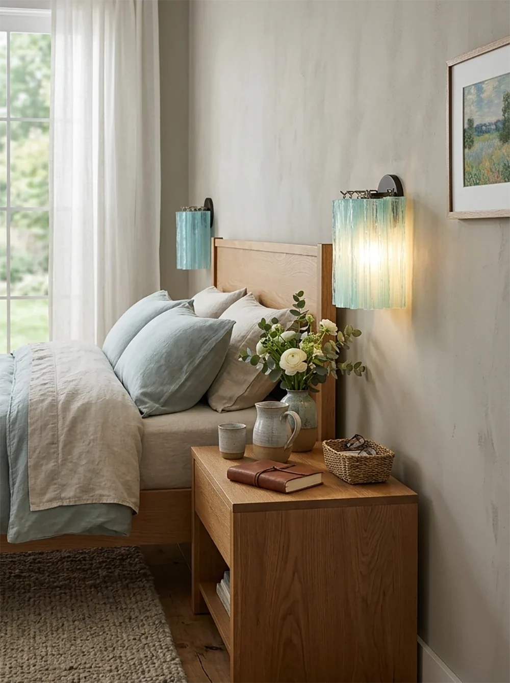 Textured Art Glass Tubular Wall Lamp
