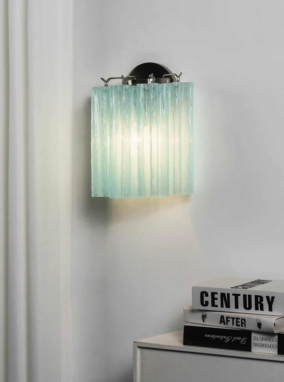 Textured Art Glass Tubular Wall Lamp