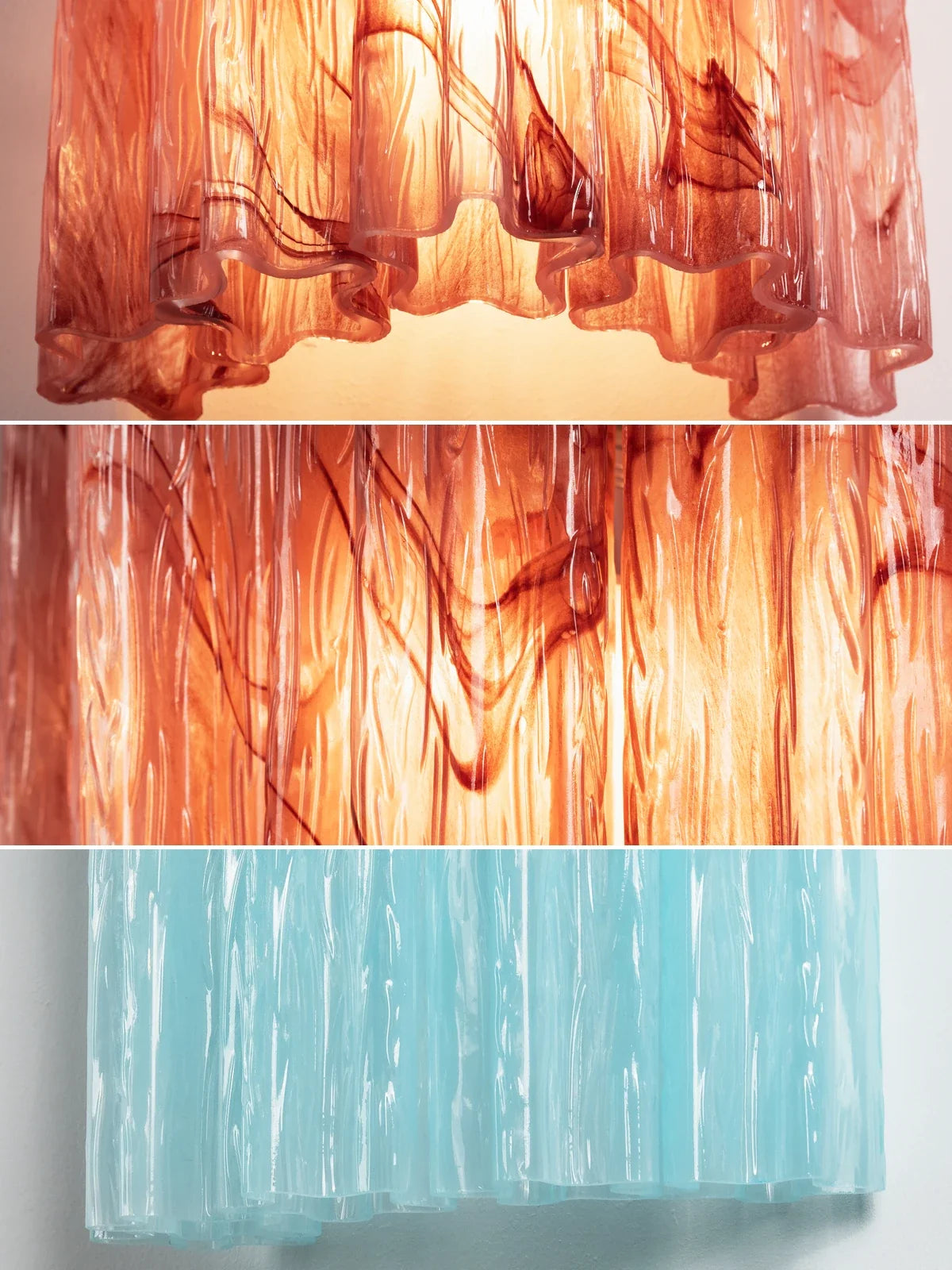 Textured Art Glass Tubular Wall Lamp