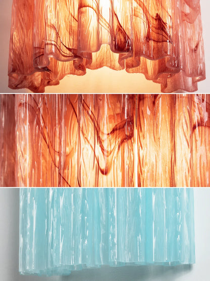 Textured Art Glass Tubular Wall Lamp