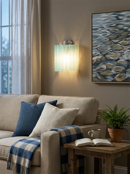 Textured Art Glass Tubular Wall Lamp