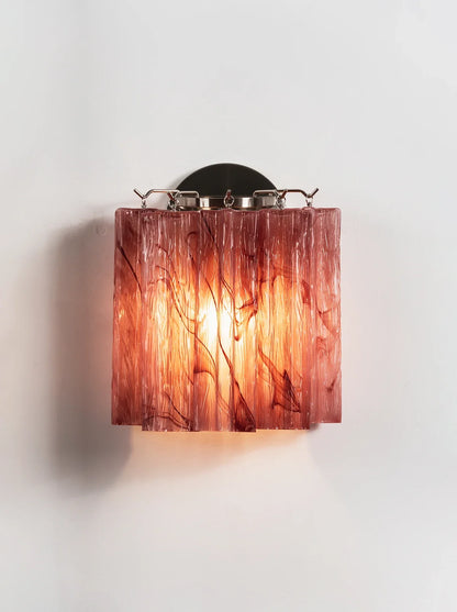 Textured Art Glass Tubular Wall Lamp