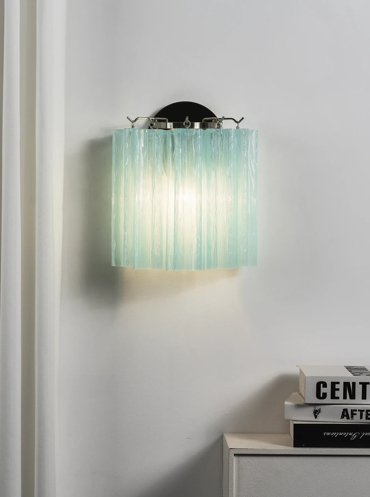 Textured Art Glass Tubular Wall Lamp