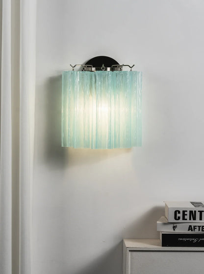 Textured Art Glass Tubular Wall Lamp