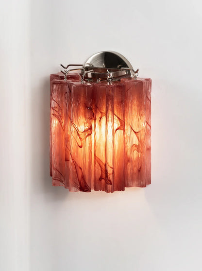 Textured Art Glass Tubular Wall Lamp