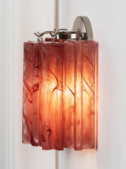Textured Art Glass Tubular Wall Lamp