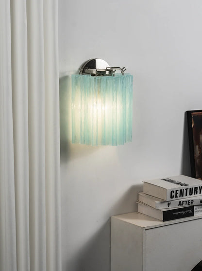 Textured Art Glass Tubular Wall Lamp