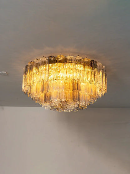 Textured Glass Tube Layered Ceiling Light