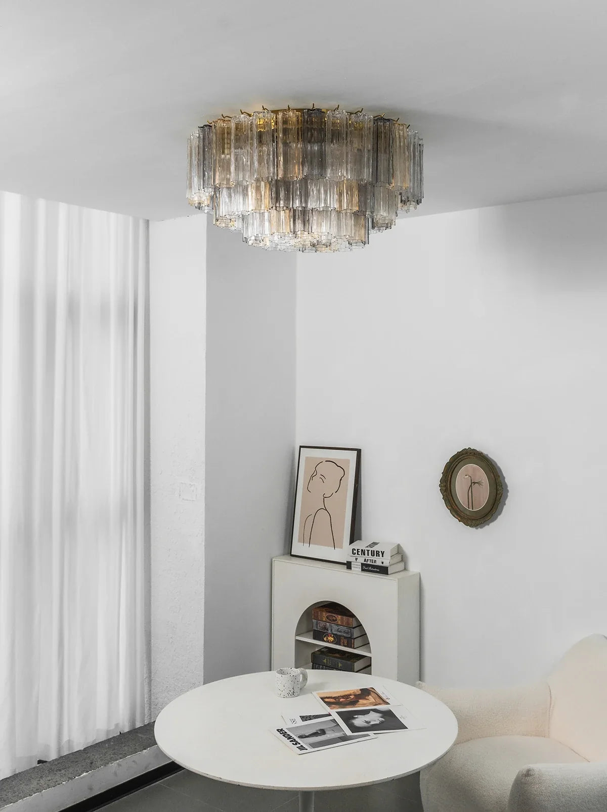 Textured Glass Tube Layered Ceiling Light