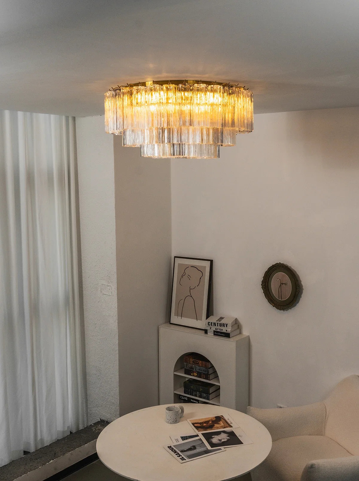 Textured Glass Tube Layered Ceiling Light