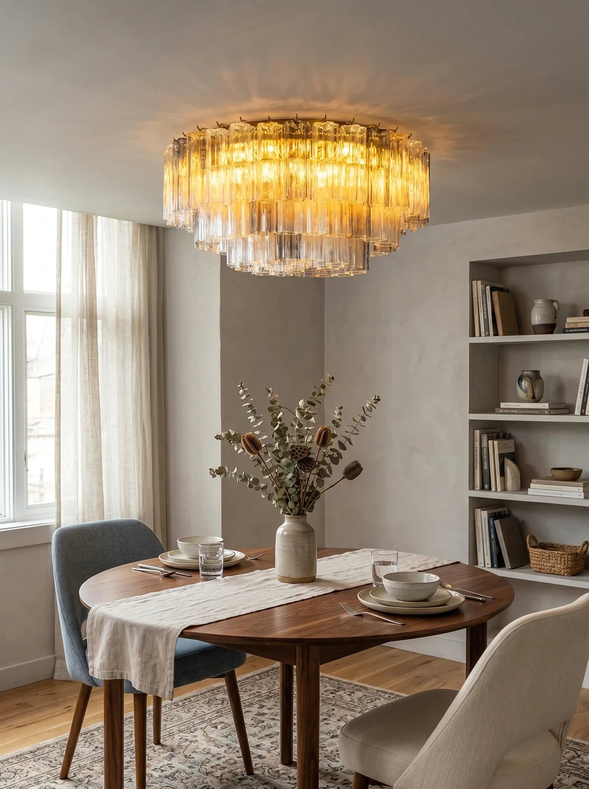 Textured Glass Tube Layered Ceiling Light