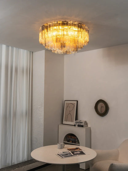 Textured Glass Tube Layered Ceiling Light