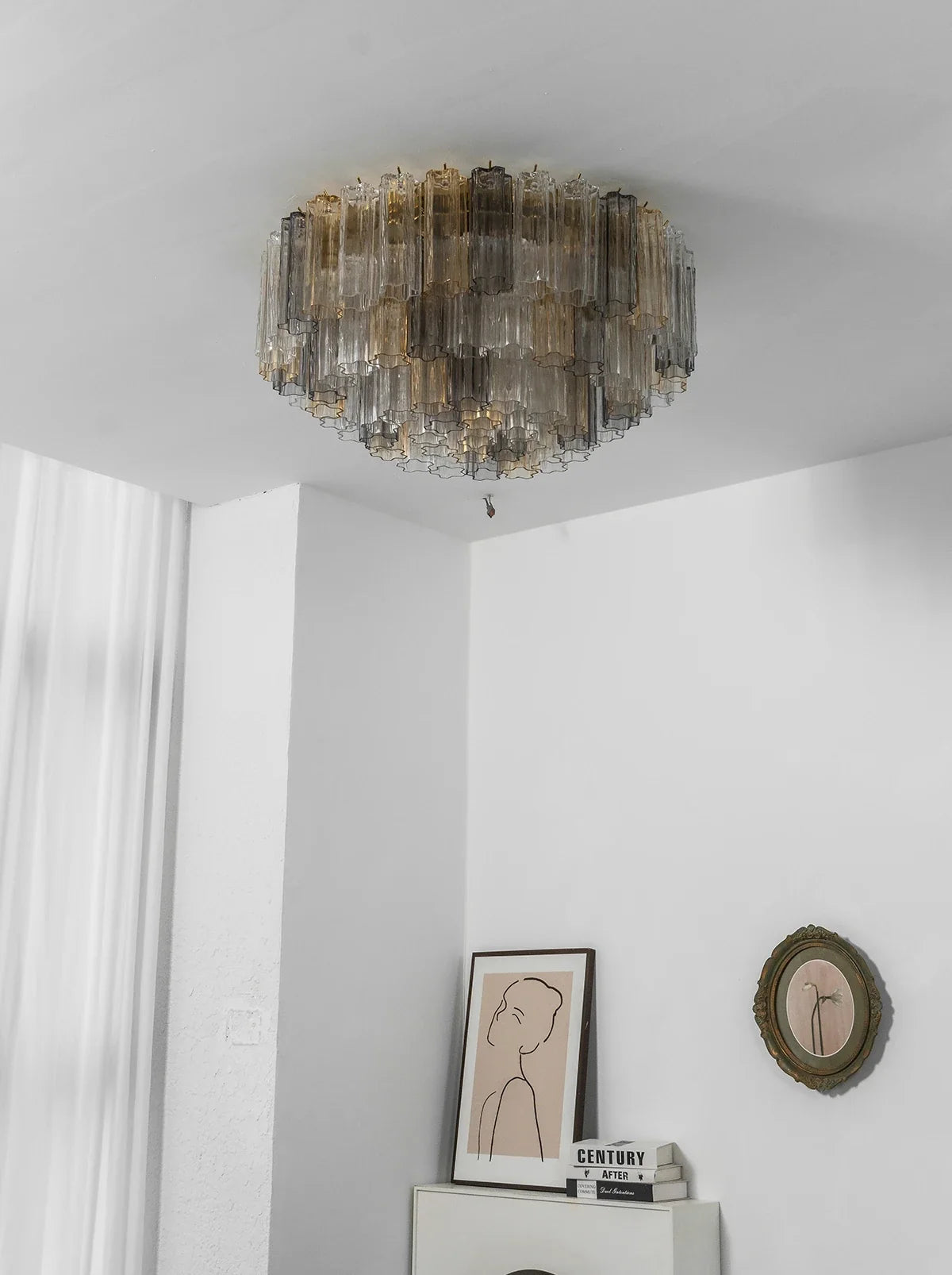 Textured Glass Tube Layered Ceiling Light