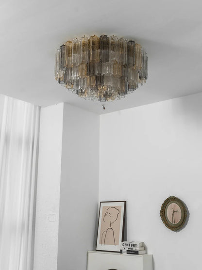 Textured Glass Tube Layered Ceiling Light