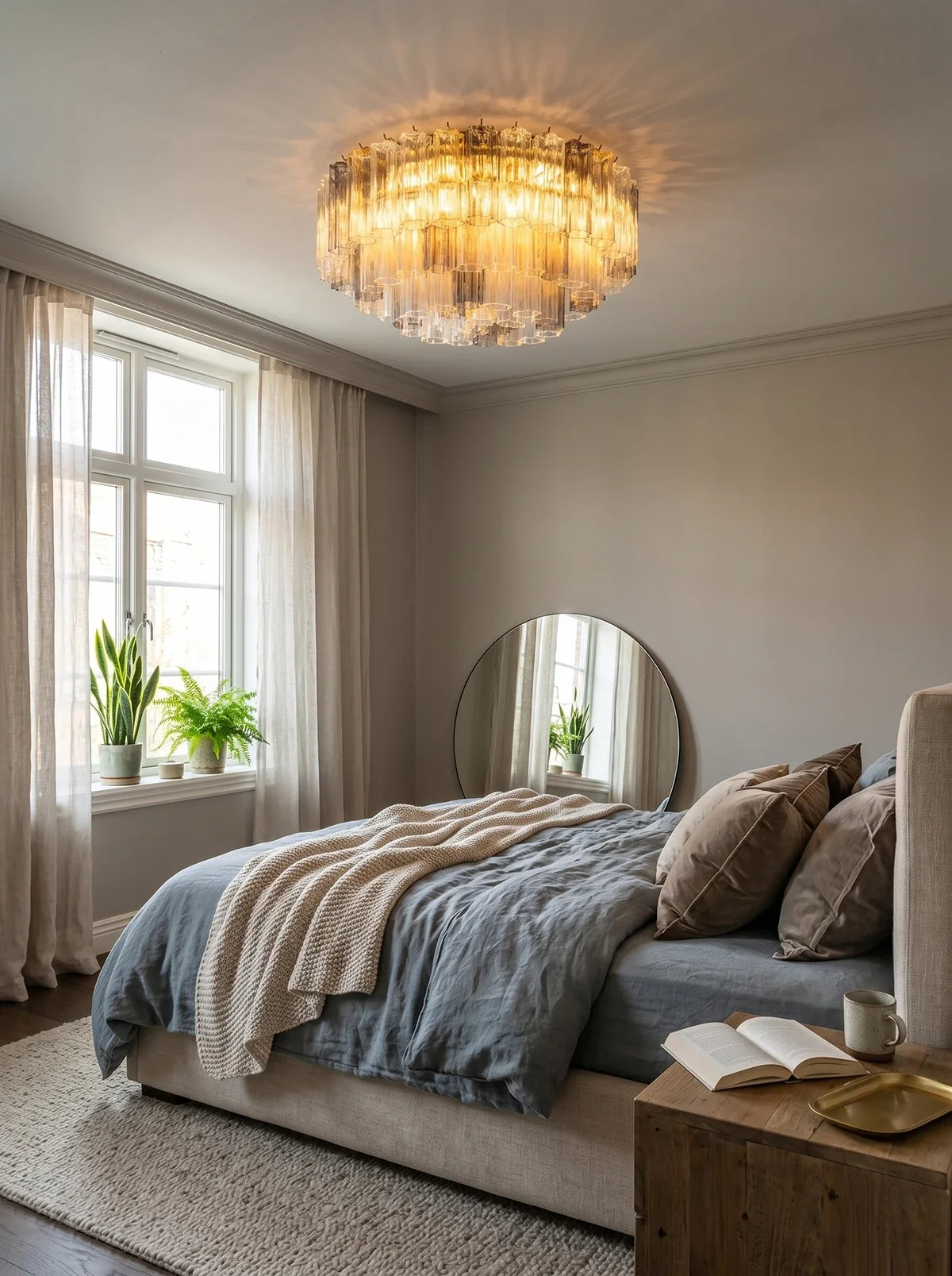 Textured Glass Tube Layered Ceiling Light