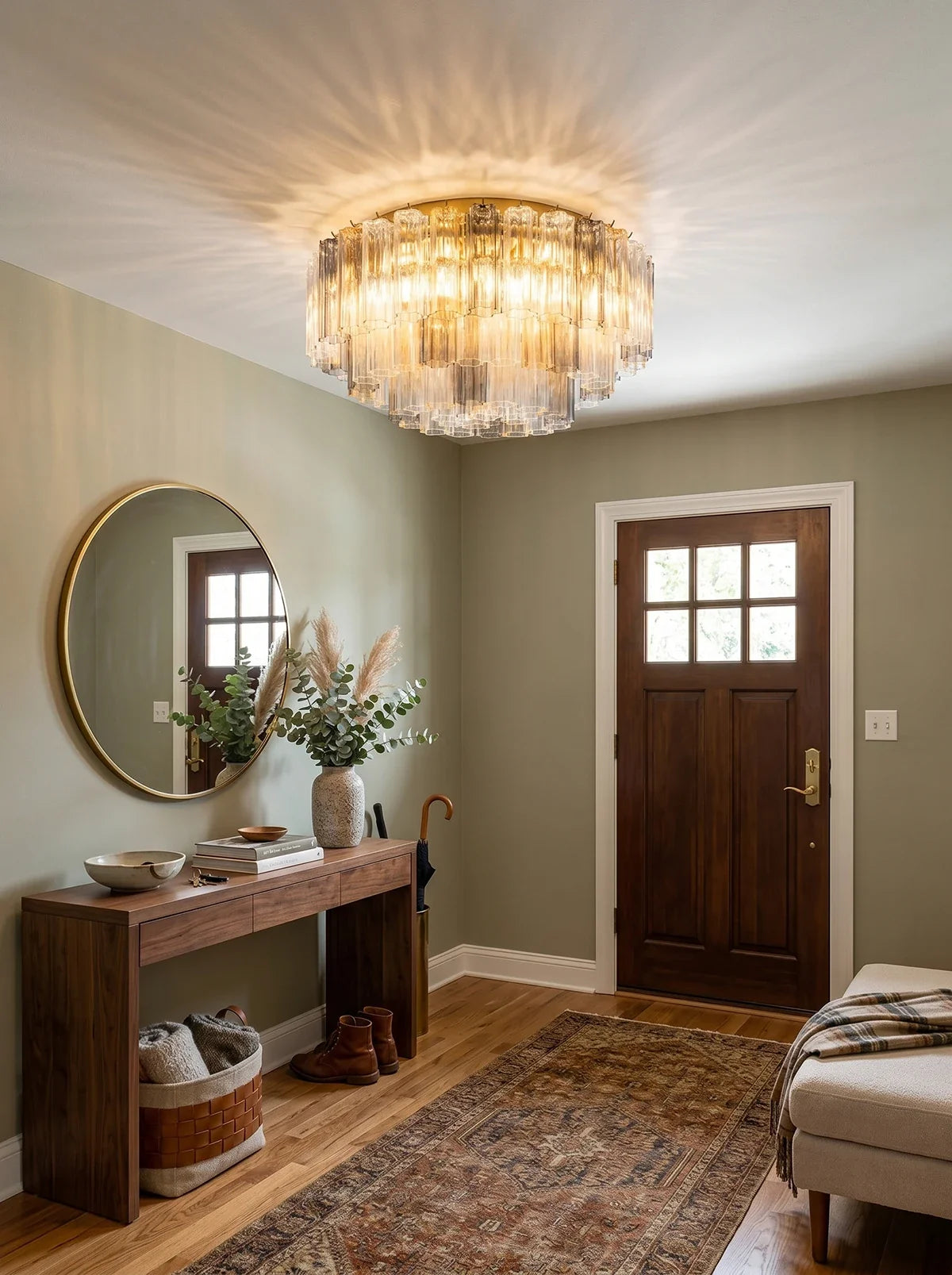 Textured Glass Tube Layered Ceiling Light