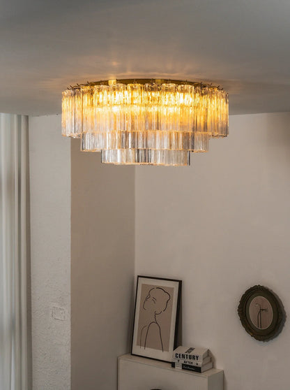 Textured Glass Tube Layered Ceiling Light