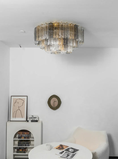 Textured Glass Tube Layered Ceiling Light