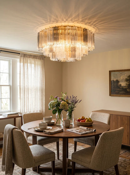 Textured Glass Tube Layered Ceiling Light