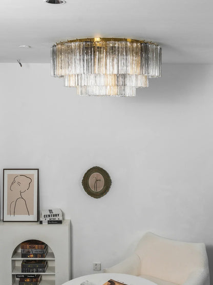 Textured Glass Tube Layered Ceiling Light