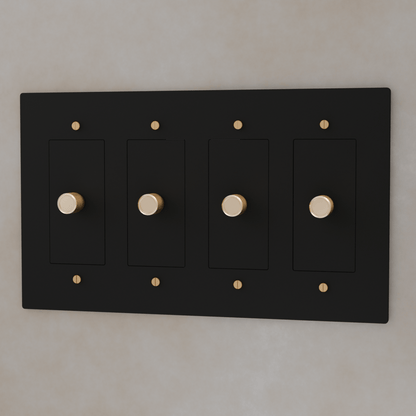 Residence Supply Brass 3-Way Rotary Dimmer Switch for 1 to 5 gang setups, featuring a sleek brass finish and rotary control dial.