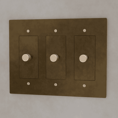 Brass Residence Supply 3-Way Rotary Dimmer Switch, available in 1 to 5 gang options, featuring a rotary control for lighting adjustment.