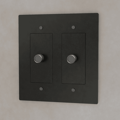 Brass 3-way rotary dimmer switch by Residence Supply, 1 to 5 gang, showing the switch with rotary knobs for adjustable lighting.