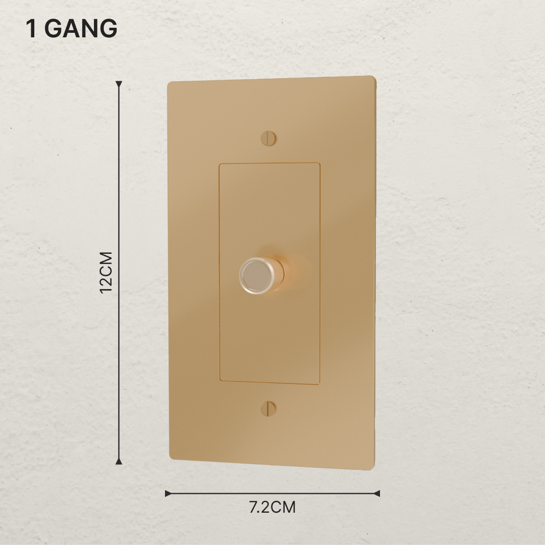 Brass Residence Supply 3-Way Rotary Dimmer Switch for 1 to 5 gang electrical control, featuring a sleek brass finish and rotary knob.