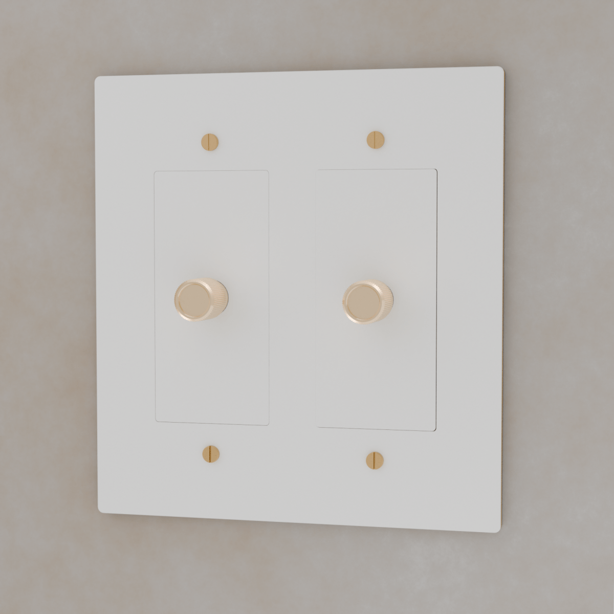 Brass Residence Supply 3-Way Rotary Dimmer Switch for 1 to 5 gang electrical setup, showing rotary control and mounting details.