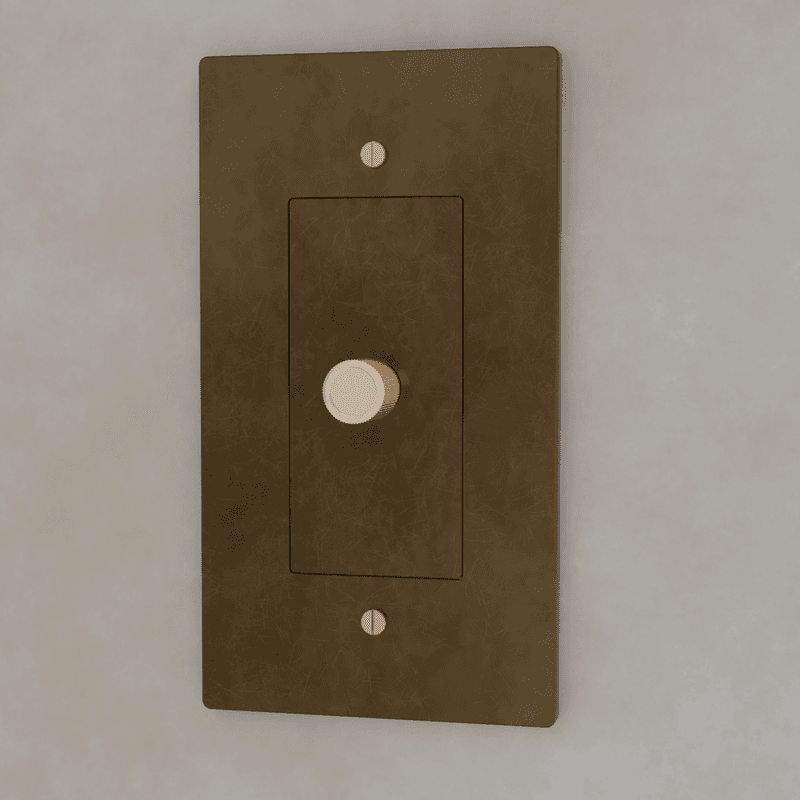 Brass Residence Supply 3-way rotary dimmer switch for 1 to 5 gang electrical control, with rotary knobs and metallic finish