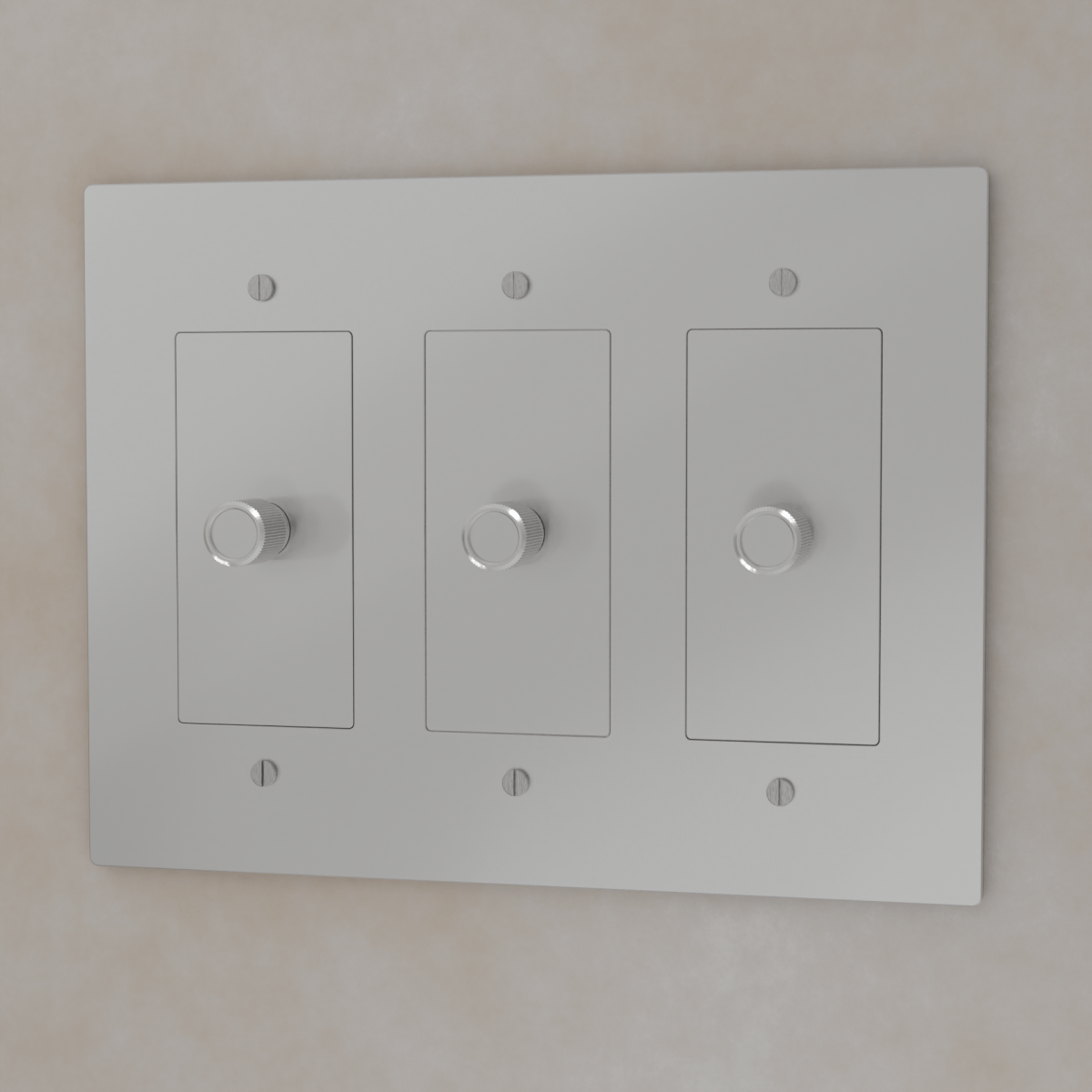 Brass 3-Way Rotary Dimmer Switch by Residence Supply, 1 to 5 gang model showing rotary dials for controlling lighting brightness